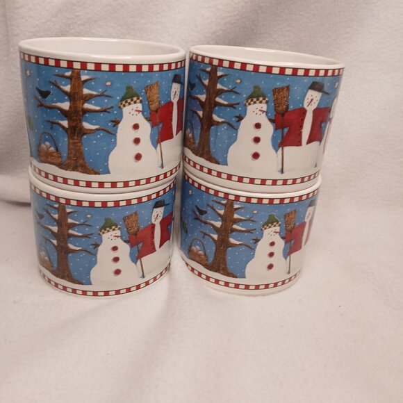 4 Cups and Saucer Sets Sakura Debbie Mumm Vintage 1997 Stoneware Christmas - Picture 16 of 16